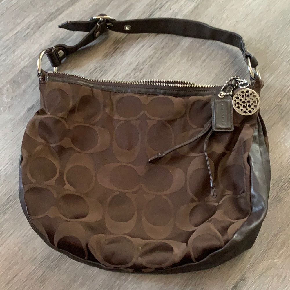 Coach Brown and Silver hardware shoulder bag
